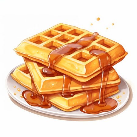 this is a 2d vector image of waffles with no gradients, perfect for use in graphic design projects or as a standalone image. ai generatedの素材