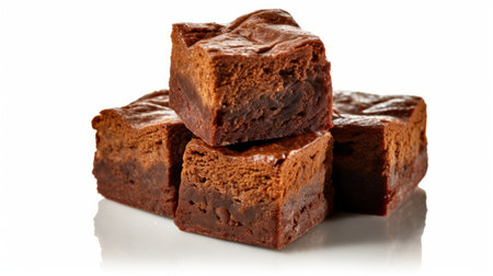 this product photography showcases a delicious brownies roll slice on a clean white background, highlighting its rich chocolatey texture and enticing appearance. ai generatedの素材