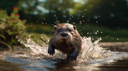 experience the thrill of watching an otter running in stunning ultra hd quality with hdr and 8k resolution. shot with the latest canon eos r3 camera, this footage is ultra sharp and cinematic. ai generatedの素材
