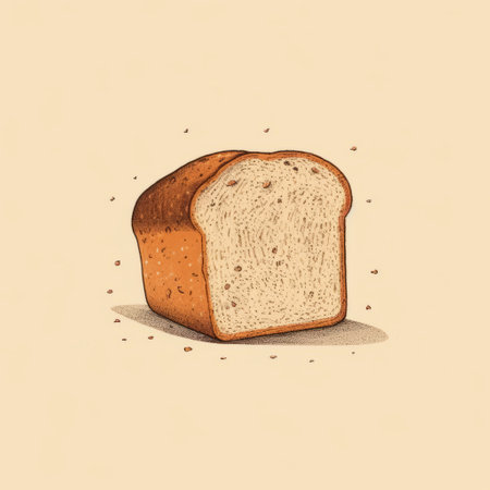 a simple 2d illustration of a bread on a white background. the design is minimalist and modern, with clean lines and a focus on negative space. ai generatedの素材