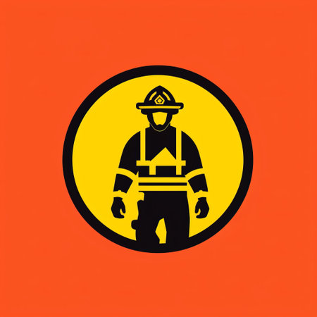 this minimalist monocolored firefighter icon is perfect for any design project related to firefighting or emergency services. the simple design makes it easy to recognize and use in various applications. ai generatedの素材