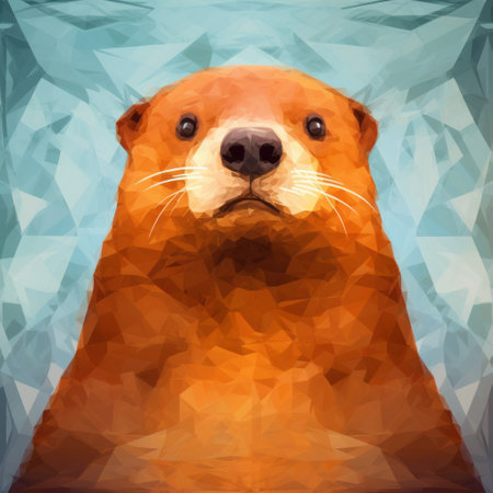 this cartoon-style otter has a unique translucent texture and is shown in a front view. it is accompanied by a small rust-colored bear and has no background. ai generatedの素材