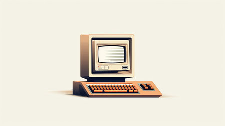this high-quality digital art of a computer is perfect for modern or minimalist wall art. with versatile colors and 300 dpi resolution, it's suitable for printing and graphic design. the vintage style and ultra details make it a unique addition to any space. ai generatedの素材
