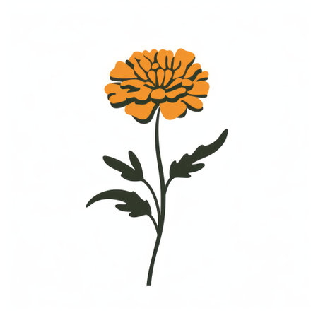 this clipart features a minimalistic marigold silhouette in vector format. it is perfect for identification symbols and comes in both png and svg formats with a white background. ai generatedの素材