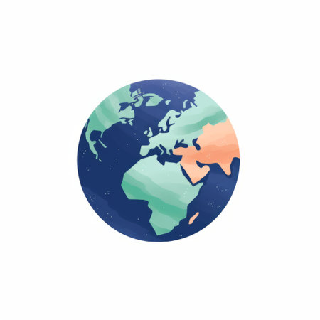 this 2d illustration features a minimalist globe design on a white background. the globe is depicted with simple lines and shapes, giving it a clean and modern look. ai generatedの素材