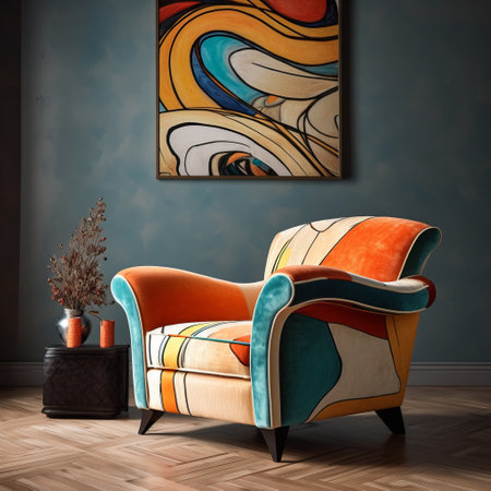 experience comfort and style with the modern american buffet armchair. made with high-quality fabric and designed with artistic flair, this armchair is perfect for relaxing after a long day. ai generatedの素材