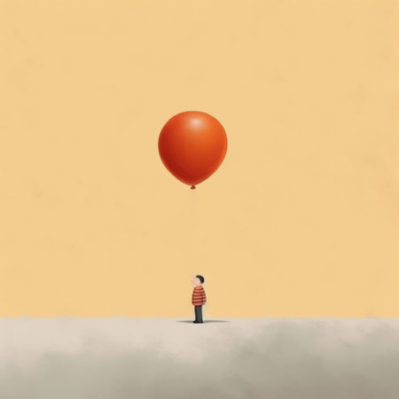 this minimalistic illustration depicts the feeling of having a fever as a child. the artist portrays the sensation of swollen toes through the use of two balloons. ai generatedの素材
