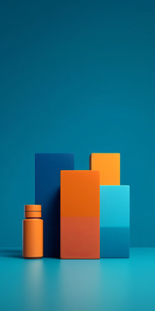 this packaging design showcases a beautiful simplicity and minimalism, with an elegant touch. the color scheme features cobalt blue, orange, and turquoise, creating a striking visual impact. ai generatedの素材