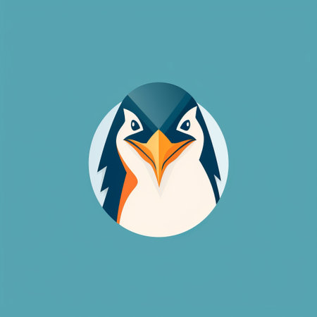 this graphic design features a penguin head in a minimalist flat style, perfect for a logo. the design is clean and modern, making it versatile for various industries. ai generatedの素材