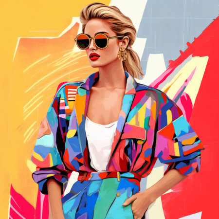 explore the latest trends in graphic design with a focus on pop art and oil painting styles. learn how to create bold and colorful designs with no background, inspired by henri matisse. get inspired by fashion icons like rosie huntington-whiteley, who rocks a ponytail, hot pants, a colorful jacket, bold earrings, high heels, stylish bag, and sunglasses. join the trend with 32k followers!, ai generatedの素材