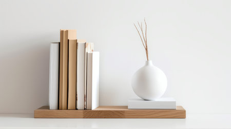 add a touch of modern elegance to your indoor space with this sleek and minimalist bookend. the clean white background provides a perfect contrast to the bookend's design. ai generatedの素材