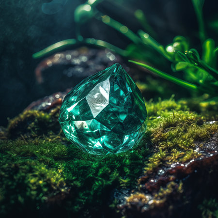 bujbal captures the beauty of nature in a stunning photograph of an emerald with a magical shimmer. the colors and details are breathtaking. ai generatedの素材