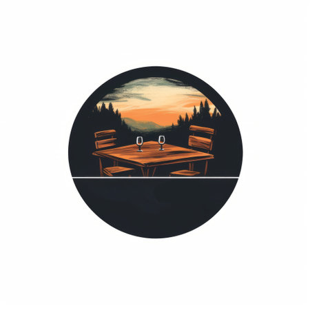 design a logo inspired by rob janoff's style, featuring a dining room table with a brush and palette on top to represent the artistic aspect of dining. keep it minimal and modern. ai generatedの素材