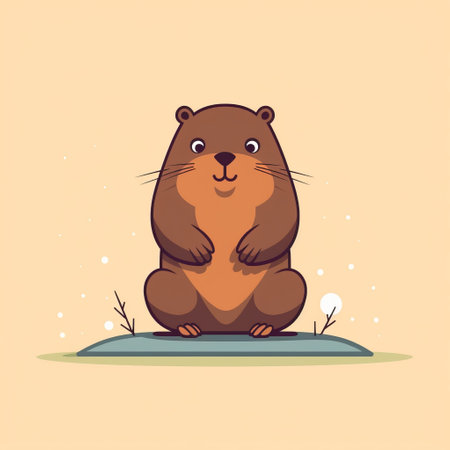 this beaver cartoon style vector features a clean and minimalistic design with low details. perfect for use in various design projects. ai generatedの素材