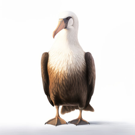 a beautiful painting of an emu and a black-browed albatross sitting down in the style of ambrosius bosschaert. the painting features late afternoon beautiful colours and golden hour lighting on a clear and white background. the shot is a wide angle full body shot. ai generatedの素材