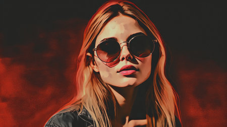 ashley looks chic and trendy in her new pair of sunglasses. the shades complement her outfit perfectly and protect her eyes from the sun's harmful rays. ai generatedの素材