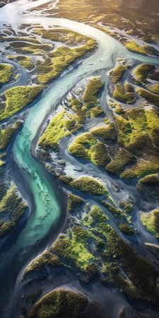 experience the beauty of wetland photography with an aerial view of a stunning beach captured by peter yan, jay daley, and dustin lefevre. this photorealistic wallpaper is a must-have for nature lovers. ai generatedの素材