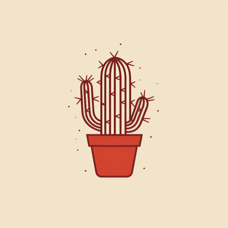 this vector graphic features a minimalistic design of a cactus plant. the linear style adds a modern touch to the traditional desert plant. ai generatedの素材
