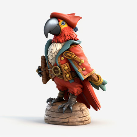 a playful pirate parrot toy sitting in a sandbox on a solid white background. perfect for children's playtime or as a decorative piece. ai generatedの素材