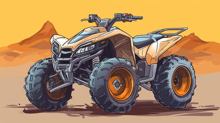 this cartoon atv image showcases a stunningly realistic landscape with soft, tonal colors that bring the scene to life. created by the talented artist erin hanson, this comic art piece features realistic lighting that adds depth and dimension to the image. with a resolution of 8k and 20 megapixels, this artwork is sure to impress. the style of the image is reminiscent of wes benscoter'sの素材