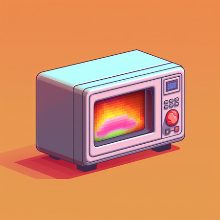 this yellow microwave is a surreal cyberpunk masterpiece with a white screen overlaying orange. the isometric design adds a unique touch to the realistic landscapes with soft, tonal colors. the light red and dark cyan hues give it a lowbrow, gadgetpunk feel that is sure to impress. captured on cinestill 50d, this photo is a work of art that will leave you in awe. theの素材