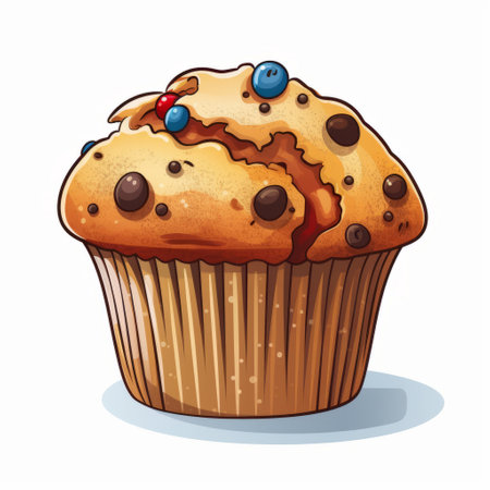 this is a 2d vector image of a muffin with no gradients, isolated on a white background. perfect for use in baking blogs, menus, or other food-related designs. ai generatedの素材