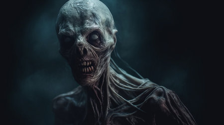 skeletons and horror enthusiasts alike will love this graphic featuring a highly-detailed zbrush-style skeleton. the shallow depth of field adds an eerie touch to the already haunting image, while the dark cyan and gray color scheme sets the mood for a spooky scene. shot with a zeiss batis 18mm f28 lens, the heavily textured image is perfect for fans of zombiecore and supernatural creatures. getの素材