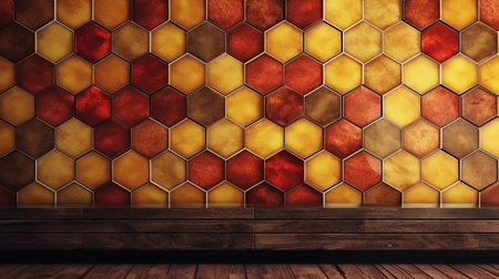 the tiled wall in this industrial modern room is a stunning example of primitivist frenzy. the dark orange and amber colors give it a realistic yet stylized look that is perfect for any rusticcore design. the shaped canvas of the tiles adds an extra layer of interest to the wall, while the glazed surfaces provide a smooth and polished finish. the eco-friendly craftsmanship of thisの素材