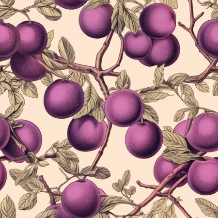 this is a vintage drawing of a plum with a contrasting color border. the aspect ratio is 3:5. ai generatedの素材