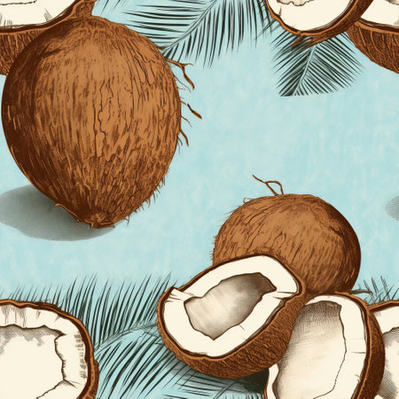 this is a vintage drawing of a coconut with a contrasting color border. the aspect ratio is 3:5. ai generatedの素材