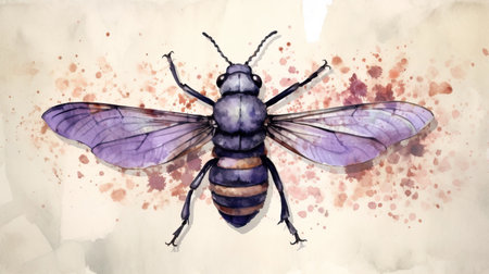 this is a stunning drawing of a purple swallowtail bee created by johannan. the style of the illustration is reminiscent of psychological phenomena illustrations, with distressed materials and inventive character designs. the use of light indigo and amber colors adds a beautiful touch to the piece. the drawing also features elements of necronomicon illustrations and found-object-centric art. overall, this is a unique and captivating pieceの素材