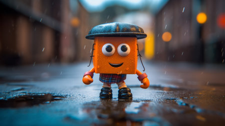 meet h, a tiny scottish robot wearing a tartan kilt and tam o' shanter hat, swimming in a puddle of irn bru. with crazy eyes and theatrical expression, h is a dramatic and patriotic character with crisp details. the cinematic shot features sharp focus, dynamic lighting, and perfect composition, captured with canon ef 16-35mm f/2.8l iii usm lens and enhanced with hdr and uhd. aiの素材