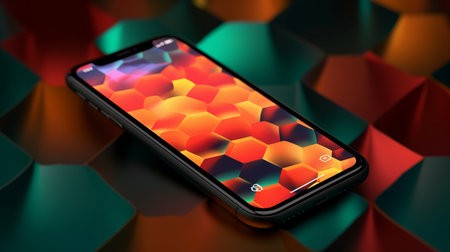 this iphone xr wallpaper boasts a 4x5 aspect ratio and a 1680x1050 resolution. the multidimensional forms are realistic yet stylized, with colorful compositions that feature selective focus and multi-layered geometry. the dark orange and emerald hues are vibrant and lively, making this wallpaper a stunning addition to any device. ai generatedの素材