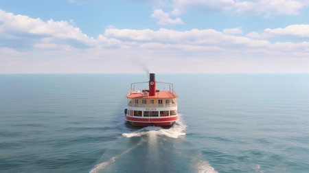 a majestic big boat is captured in full view as it sails across the vast ocean. the image is designed in the style of ps1 graphics, giving it a vintage feel. the boat is historically accurate and represents iconic civil rights imagery. the light red and white color scheme adds a touch of elegance to the image. the graphics are reminiscent of windows vista andの素材