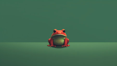 the animated frog is captured sitting on a green screen in a pensive pose. the photo is styled in light crimson and maroon, showcasing a colorful minimalism that is perfect for a wallpaper. the image is created using daz3d software and has minimal retouching, giving it a natural and authentic feel. this national geographic photo is perfect for those who love nature and wildlife. theの素材