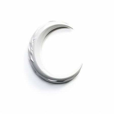 the silver crescent pendant showcased in this photo is a stunning piece of esoteric iconography. rendered in cinema4d, it features dynamic lettering and smooth brushwork that add to its unique appeal. the pendant's design is a result of cad (computer-aided design) and is a creation of kimoicore. the personal iconography of this piece is sure to make it a standout addition to any jewelry collection.の素材