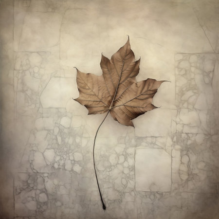 the brown leaf in this photo is captured in a surrealistic style, set against a brick surface that adds contrastive textures to the composition. the muted tones and matte finish of the photo give it a detailed and layered look, while the floral still life adds a touch of elegance. the use of marble in the background further enhances the overall aesthetic of the image.の素材