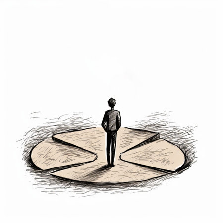 man standing in a circle with a tree in the center, captured in a unique style of flattened perspectives by architectural illustrator ahmed morsi. this associated press photo is a perfect example of editorial illustrations that convey complex ideas in a simple yet effective manner. the image is reminiscent of three-dimensional puzzles and is sure to catch the viewer's attention. the use of flattened perspectivesの素材