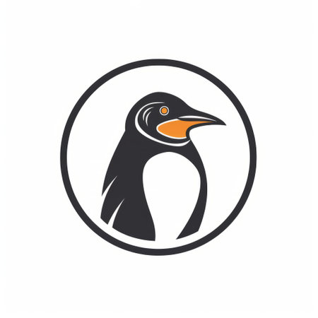 the penguin in this image is depicted in a unique circular shape, with a vintage lens effect that adds a touch of nostalgia. the light orange and dark gray color scheme gives the image a modern feel, while the realistic detailing of the penguin adds a touch of authenticity. the use of mythological iconography adds an interesting twist to the image, making it stand outの素材
