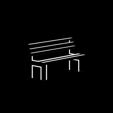 this street bench icon is a minimalist pen drawing in the style of liam gillick, featuring a white silhouette against a black background. the animated gifs add a touch of modernity to the piece, while the atelier olschinsky influence is evident in the abstract minimalism of the design. inspired by synthetism, this artwork is perfect for those who appreciate the beauty of minimalism and theの素材