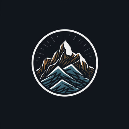 the landscape icon showcases a stunning mountain range in pencil, set against a bold black background. created in the style of dan mumford, the piece features dynamic colors, bold lines, and rich textures. the logo is accentuated with light navy and dark brown hues, while the animation is both dynamic and expressive. the dark black and light aquamarine colors add depth and dimension to theの素材
