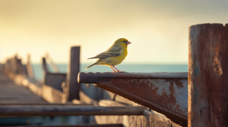 peacock perched on a rail, gazing at the sunset. the uhd image showcases the brightly colored bird against a weathered, maritime scene in the style of cfa voysey. the high-quality photo captures the peacock's beauty and elegance, making it a stunning addition to any collection. keywords: peacock, rail, sunset, uhd image, maritime scenes, brightly colored birds, cfa voysey. ai generatedの素材