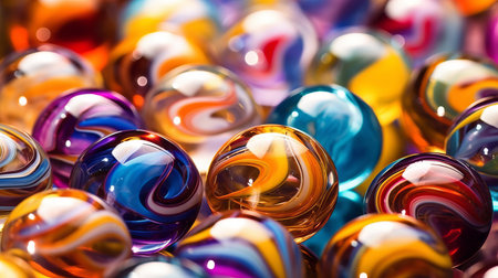colorful marbles captured in stunning photographs that showcase the unique style of lensbaby optics. the eye-catching composition features bold lines and vibrant colors that pop against the detailed background elements. the neogeo aesthetic adds a modern twist to the classic subject matter, while the glossy finish highlights the exquisite craftsmanship of each marble. these beautiful photographs are sure to add a touch of color andの素材