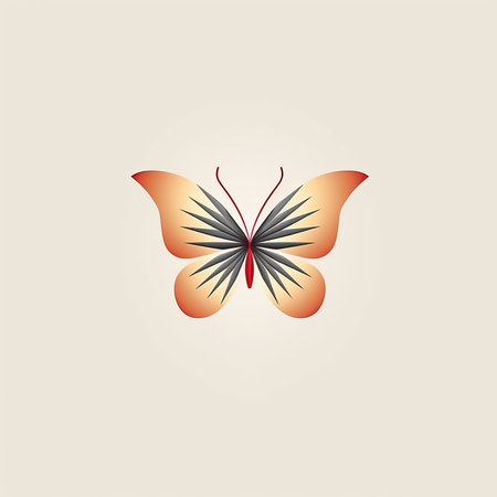 the butterfly logo features a vibrant color scheme against a black and red background, reminiscent of alessandro gottardo's style. the design incorporates light beige and orange hues, and draws inspiration from characterized animals, mathematical art, classic tattoo motifs, and andreas levers. ai generatedの素材