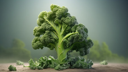 organic broccoli is beautifully captured on a white background with sunlight streaming in, creating a stunning plant and food concept. the photo is styled in the manner of daz3d, kim keever, matte photo, peter holme iii, and fantastic landscapes, utilizing photo-realistic techniques to create an illustration that is both striking and realistic. ai generatedの素材