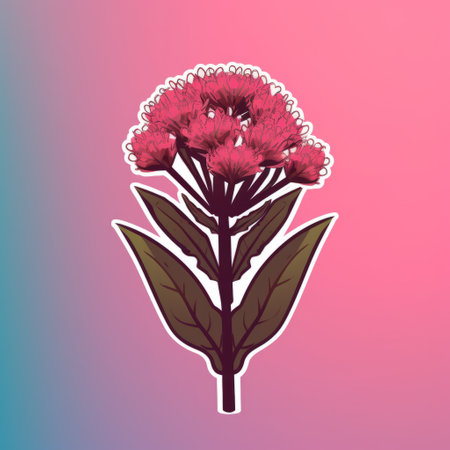 pink wild orchid sticker with a sharp and prickly appearance, placed on a colorful background in the style of psychological phenomena illustrations. the background features a combination of reefwave, dark red, and light crimson colors. the animated illustrations give the sticker a unique and eye-catching appearance, perfect for flowerpunk enthusiasts. ai generatedの素材