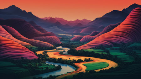 the bali b yazbiliregga unplugged live photo captures the essence of realistic landscapes with soft, tonal colors and impressive panoramas. the bold chromaticity and nature-based patterns add a touch of vibrancy to the image, while the colorful biomorphic forms and soviet propaganda elements give it a unique twist. the photo also features a hint of synthwave, making it a perfect blend of different styles. aiの素材