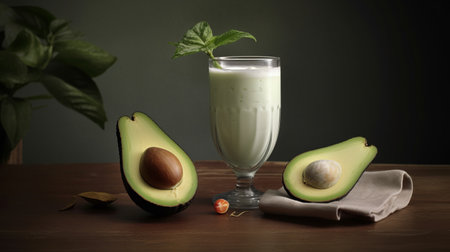 this is an ultra-high definition image of a still life focus, featuring a delicious avocado, milk, and lime shake with a vanilla flavor. the image is captured in the style of erik johansson and is available under the creative commons attribution license. the photographer, janek sedlar, has combined natural and man-made elements to create a unique and visually striking image. the creased texture adds anの素材