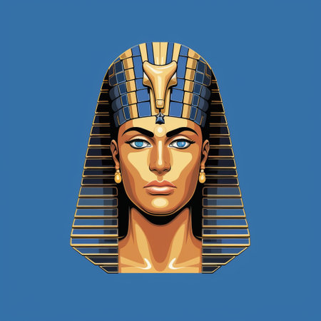 the mummies of egypt free slot game features pop art style illustrations with hyper-detailed portraits in dark gold and light blue. the pensive portraiture is reminiscent of richly detailed art nouveau, while the realistic portrait painter and stencil art add depth to the game's design. download the game for free and experience the ancient world of egypt in a whole new way. ai generatedの素材
