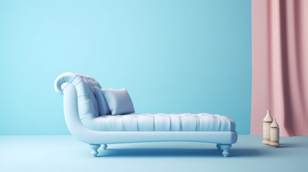 3d render of a space concept stock photo featuring a pink and blue color scheme. the image is styled in the slumped-draped technique and reminiscent of the works of gaston lachaise. the sky-blue and white colors are complemented by traditional craftsmanship and vintage minimalism, similar to the style of louis majorelle. the soft tonal range adds depth and dimension to the image. ai generatedの素材
